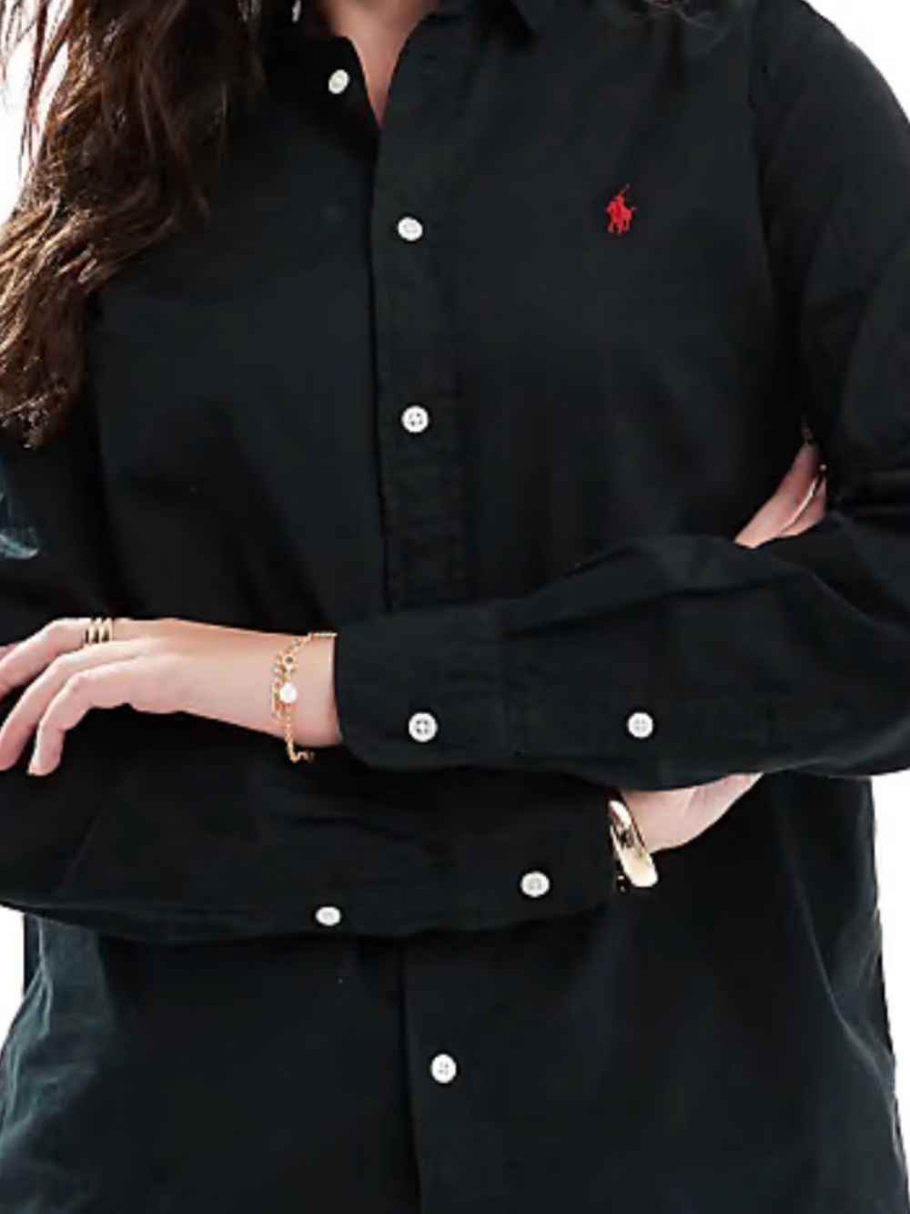 Ralph Lauren Black Button-Down Shirt with Red Logo